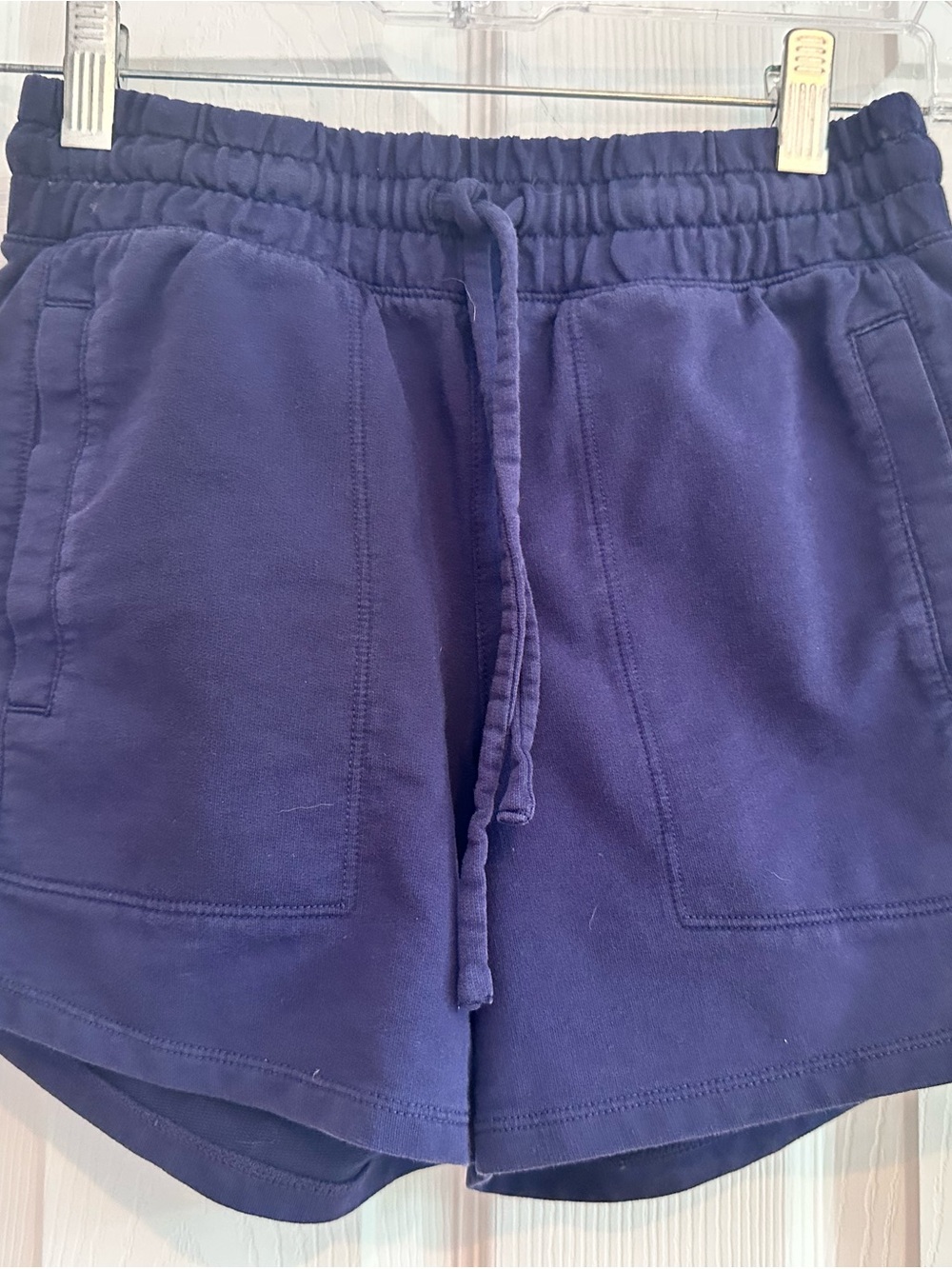 Women's Navy Elastic Waist Athletic Cotton Shorts with Front Pockets Size XS
